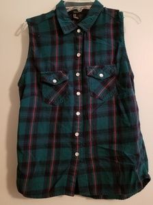 SALE NWOT Flannel Button Down Muscle Tee Cover Up